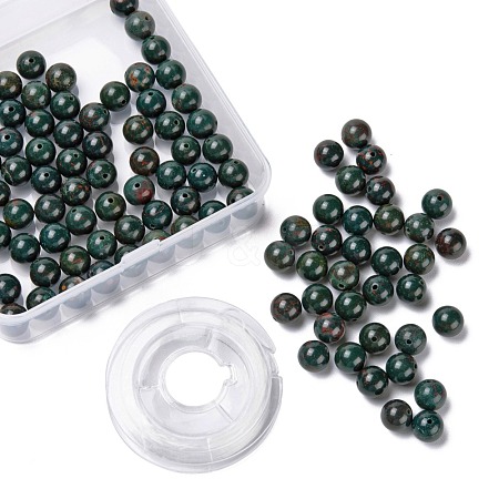 100Pcs 8mm Natural Indian Bloodstone Beads DIY-LS0002-23-1