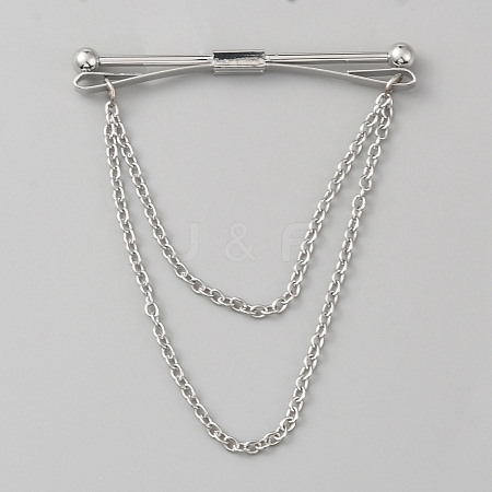 Brass Hanging Chains Collar Pins Tie Clips AJEW-WH0401-65P-1