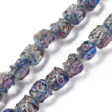 Half Rainbow Plated Electroplate Glass Beads GLAA-P028-HR01-1