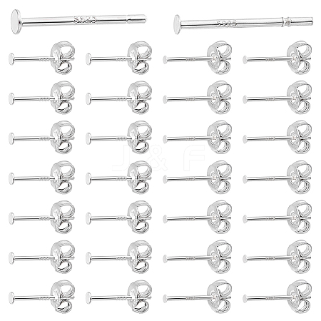 925 Sterling Silver Flat Pad Stud Earring Findings STER-PH0002-76-1