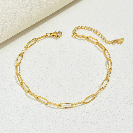 Fashionable Stainless Steel Textured Paperclip Chain Anklets for Women NQ3466-1