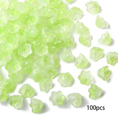 100Pcs Transparent Two Tone Spray Painted Glass Bead Caps GLAA-YW0005-18F-1
