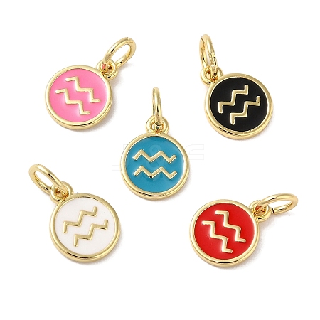 Real 18K Gold Plated Brass Enamel Charms KK-L216-001G-E-1