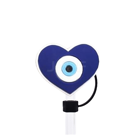 Blue Evil Eye Silicone Cartoon Style Dustproof Straw Cap PW-WG46E63-01-1