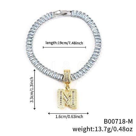 Fashionable Brass Micro Pave Clear Cubic Zirconia Charm Bracelets LS-AF9298-13-1