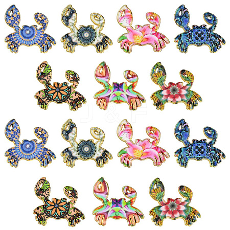 35Pcs 7 Styles Printed Alloy Pendants ENAM-CJ0005-97-1