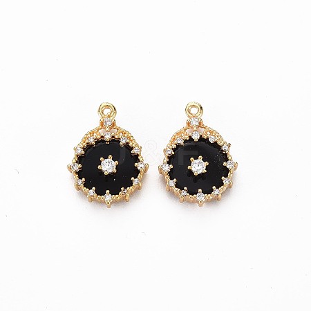 Brass Micro Pave Clear Cubic Zirconia Pendants KK-S356-677-1