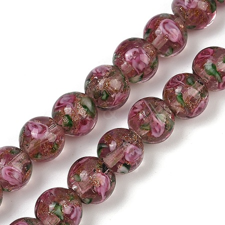 Handmade Glod Sand Lampwork Beads Strands LAMP-B028-03B-10mm-1