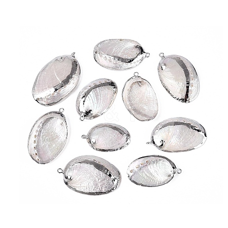 Electroplate Natural Paua Shell Pendants SSHEL-Q100-15P-1