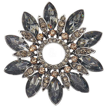 Flower Alloy Rhinestone Brooches for Backpack Clothes JEWB-WH20011-02B-1