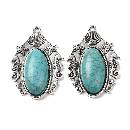 Synthetic Turquoise Pendants LS-X-PALLOY-K001-043-1