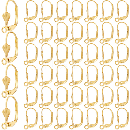 SOFPLATE 200Pcs Brass Leverback Earring Findings KK-SP0001-04G-1