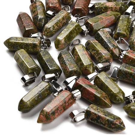 Natural Unakite Pendants G-Z067-07P-20-1