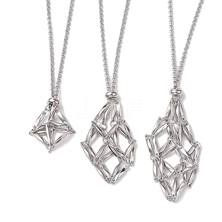 Non-Tarnish 3Pcs 3 Styles 304 Stainless Steel Macrame Pouch Necklace Makings NJEW-JN04901-02-1