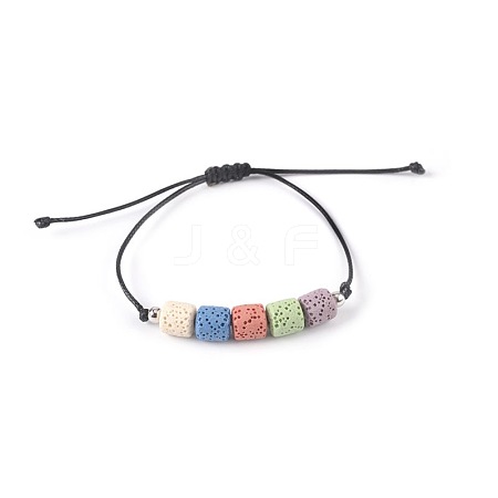 Bohemian Adjustable Handmade Dyed Natuarl Lava Rock Braided Bead Bracelets for Women RX0209-9-1