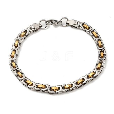 Ion Plating(IP) Two Tone 304 Stainless Steel Byzantine Chain Bracelet BJEW-B078-47A-1