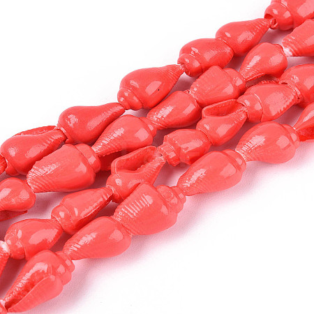 Spray Painted Natural Spiral Shell Beads Strands BSHE-G039-08F-1