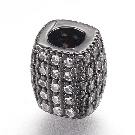 Brass Micro Pave Cubic Zirconia Beads ZIRC-F062-14B-1