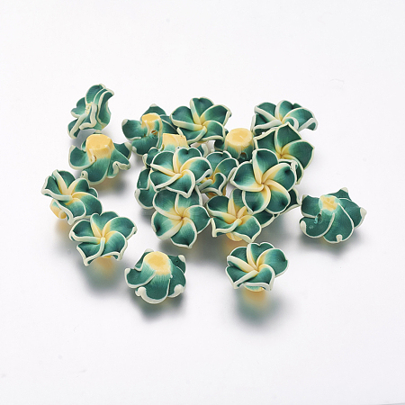 Handmade Polymer Clay 3D Flower Plumeria Beads X-CLAY-Q192-15mm-06-1