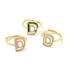 Mixed Color Enamel Initial Letter Adjustable Ring with Clear Cubic Zirconia RJEW-P045-01G-D-1