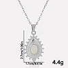 304 Stainless Steel Pave Natural White Shell Teardrop Pendant Necklaces RV9484-2-1