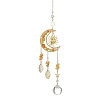 Brass Moon Sun & Natural Topaz Jade Chip Suncatcher HJEW-TA00498-1