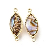 Brass Pave Natural Paua Shell Connector Charms LS-KK-E794-01G-09-1