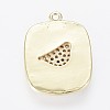 Golden Plated Brass Micro Pave Clear Cubic Zirconia Pendants KK-F807-17-G-3