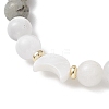 Natural Selenite & Labradorite & Black Tourmaline & Shell Beaded Stretch Bracelets for Women BJEW-JB13084-3