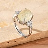 Brass Micro Pave Cubic Zirconia with Synthetic Lemon Quartz Cuff Open Rings RJEW-T035-01P-A-3