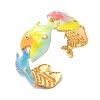 Ocean 304 Stainless Steel Enamel Cuff Bangles for Women LS-BJEW-F518-02B-G-2