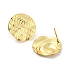 Textured Flat Round Rack Plating Brass Stud Earrings Findings EJEW-K263-30G-2