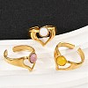 316 Stainless Steel with Natural Mixed Gemstone Cuff Rings RJEW-Z098-01G-13-2