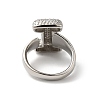 Letter Brass Micro Pave Clear Cubic Zirconia Open Cuff Ring for Women RJEW-N046-03I-P-3