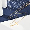 Ion Plating(IP) 304 Stainless Steel Religion Curved Cross Pendant Cable Chain Necklaces for Women NJEW-P320-13G-2