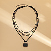 Punk Style Alloy 3 Layer Lock Pendant Necklaces for Women WG28CE4-01-4