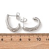 Brass Micro Pave Clear Cubic Zirconia J-Shaped Stud Earrings EJEW-B153-18P-5