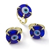 Lampwork Evil Eye Open Cuff Ring RJEW-M147-01LG-08-1