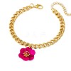 Deep Pink Flower Alloy Charm Twisted Chain Anklets for Women FS-WGF82CC-02-2