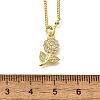 Brass Micro Pave Clear Cubic Zirconia Flower Pendant Necklaces for Women NJEW-A039-01B-G-5