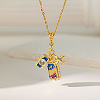 Airplane & Camera & Trunk 304 Stainless Steel Micro Pave Clear Cubic Zirconia Pendant Necklaces FS-WG81D22-01-1
