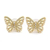 Brass Micro Pave Clear Cubic Zirconia Stud Earrings EJEW-B065-04G-1