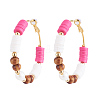 Brass Heishi Beaded Hoop Earrings X-EJEW-JE04087-03-1
