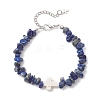 Natural Lapis Lazuli & Synthetic Turquoise Beaded Bracelets for Women BJEW-JB13230-2