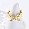 Brass Micro Pave Clear Cubic Zirconia Cuff Rings for Women RJEW-U043-08G-3