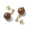 Natural Tiger Eye Round Beads & 304 Stainless Steel Components Dangle Earrings for Women EJEW-JE06231-02-4