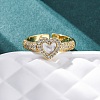 Brass Micro Pave Cubic Zirconia Shell Cuff Rings KK-D363-24B-G-5