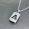 Rectangle with Laser Cut Letter 201 Stainless Steel Initial Pendant Necklaces WGA5E8C-01-1