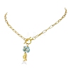 Ocean Natural Larimar & Whtie Shell Fish Pendant Brass Paperclip Chain Necklaces with OT Clasps for Women NJEW-JN06475-3