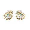 Brass Cubic Zirconia Stud Earrings EJEW-D301-03G-02-4